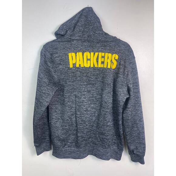Youth Green Bay Packers Gray Zip Up Hoodie - Picture 2 of 4